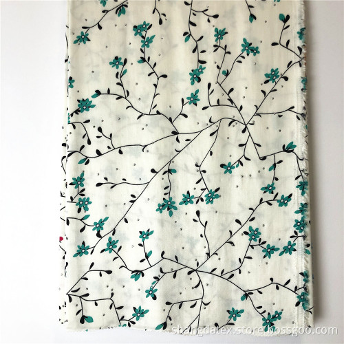 40S Rayon Satin Screen Printed With Fine Branches